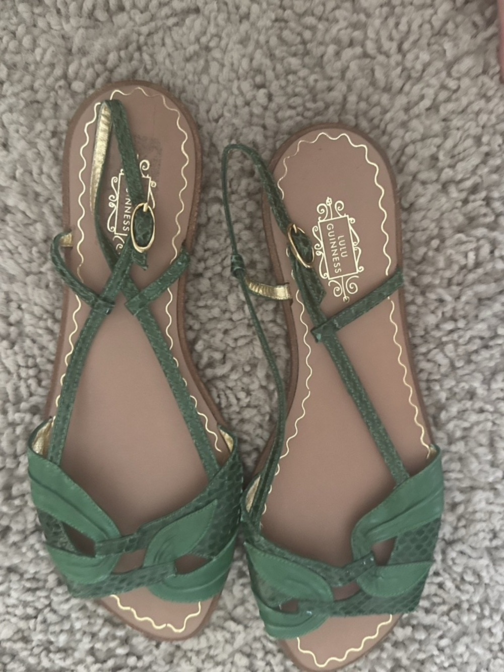 LULU GUINNESS SANDALS EMERALD GREEN NWOT SIZE 39.5/8